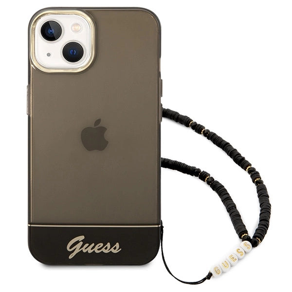 Guess GUHCP14MHGCOHK iPhone 14 Plus 6,7 " sort / sort hårdkasse Gennemskinnelig Perle Strop