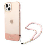 Guess GUHCP14MHGCOHP iPhone 14 Plus 6.7" pink/pink hårdkasse Gennemskinnelig perlestrop