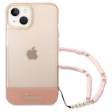 Guess GUHCP14MHGCOHP iPhone 14 Plus 6.7" pink/pink hårdkasse Gennemskinnelig perlestrop