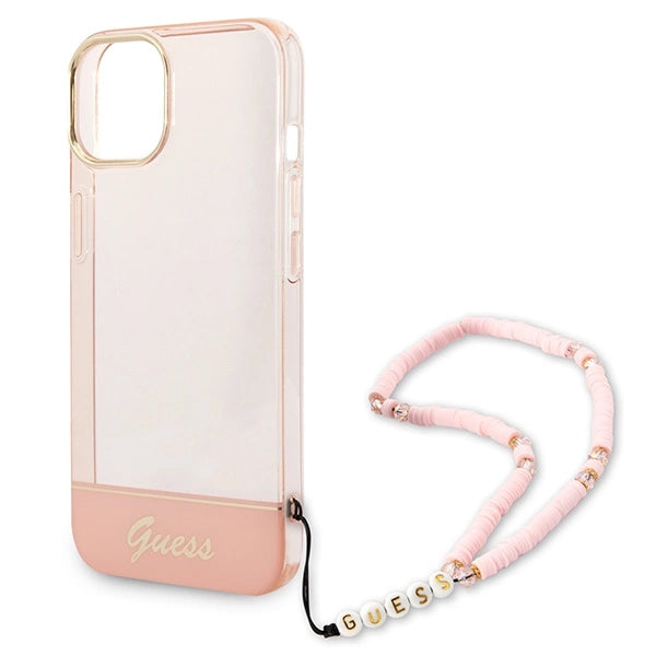 Guess GUHCP14MHGCOHP iPhone 14 Plus 6.7" pink/pink hårdkasse Gennemskinnelig perlestrop