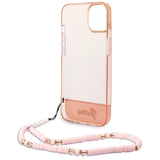 Guess GUHCP14MHGCOHP iPhone 14 Plus 6.7" pink/pink hårdkasse Gennemskinnelig perlestrop