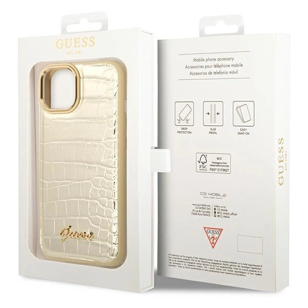 Guess GUHCP14MHGCRHD iPhone 14 Plus 6.7 " guld / guld hardcase Croco Collection
