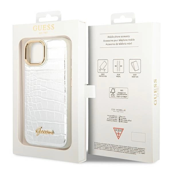 Guess GUHCP14MHGCRHS iPhone 14 Plus 6.7 " sølv / sølv hardcase Croco Collection