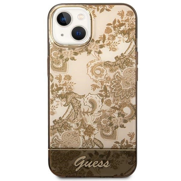 Guess GUHCP14MHGPLHC iPhone 14 Plus 6.7" oker hårdkasse Porcelæn Samling