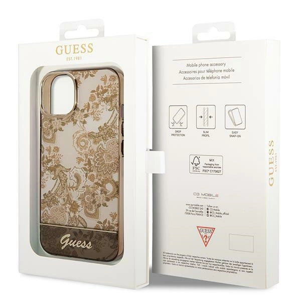 Guess GUHCP14MHGPLHC iPhone 14 Plus 6.7" oker hårdkasse Porcelæn Samling