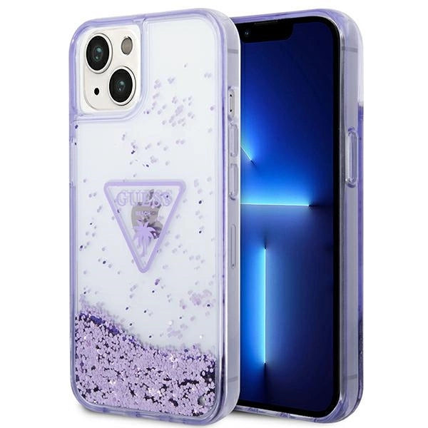 Guess Liquid Glitter Palm Collection æske til iPhone 14 Plus 6.7" - lilla