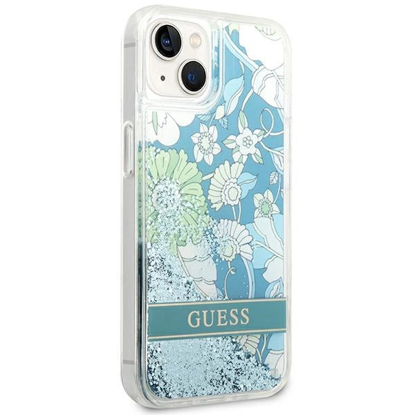 Guess GUHCP14MLFLSN iPhone 14 Plus 6.7 "grøn / grøn hardcase Flower Liquid Glitter