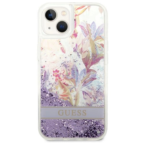 Guess GUHCP14MLFLSU iPhone 14 Plus 6.7 "violet / lilla hardcase Flower Liquid Glitter