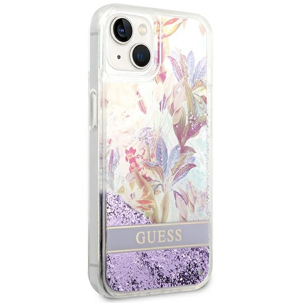 Guess GUHCP14MLFLSU iPhone 14 Plus 6.7 "violet / lilla hardcase Flower Liquid Glitter