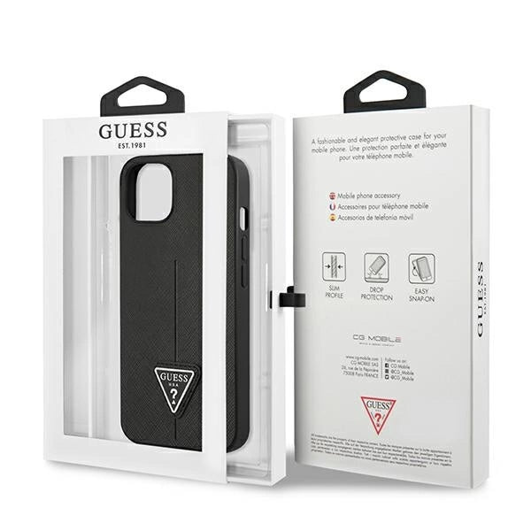 Guess GUHCP14MPSATLK iPhone 14 Plus 6,7 " sort / sort hardcase SaffianoTriangle Logo