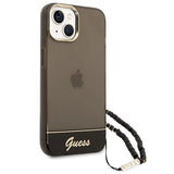 Guess GUHCP14SHGCOHK iPhone 14 6.1 " sort / sort hårdkasse Gennemskinnelig Perle Strop