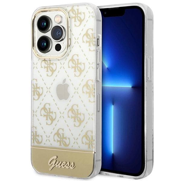 Guess GUHCP14XHG4MHG iPhone 14 Pro Max 6.7 "guld / guld hardcase 4G Pattern Script