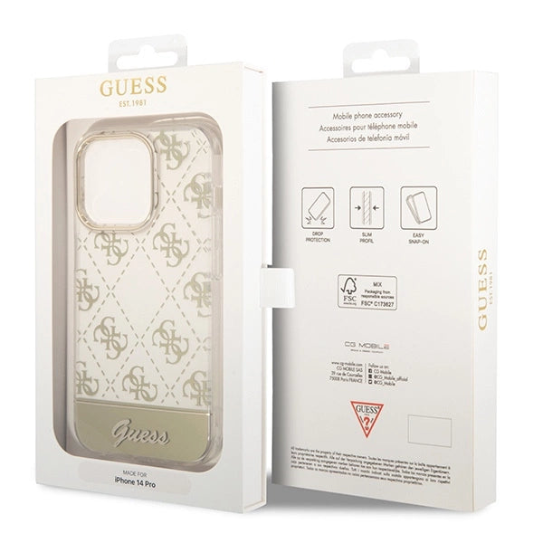 Guess GUHCP14XHG4MHG iPhone 14 Pro Max 6.7 "guld / guld hardcase 4G Pattern Script