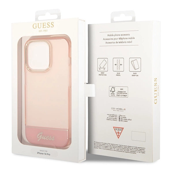 Guess gennemsigtige iPhone 14 Pro Max 6.7" Case - Pink