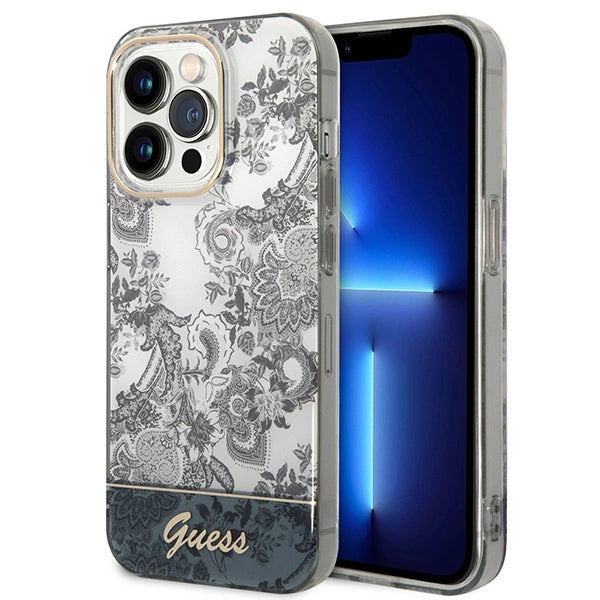 Guess GUHCP14XHGPLHG iPhone 14 Pro Max 6.7 "grå / grå hardcase Porcelæn Collection