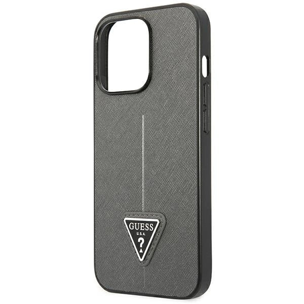Guess GUHCP14XPSATLG iPhone 14 Pro Max 6.7 "sølv / sølv hardcase SaffianoTriangle Logo