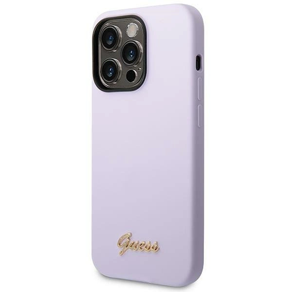 Guess GUHCP14XSLSMU iPhone 14 Pro Max 6.7" lilla/lila hårdkasse Silicone Vintage Gold Logo
