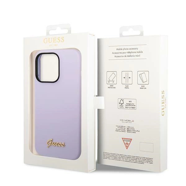 Guess GUHCP14XSLSMU iPhone 14 Pro Max 6.7" lilla/lila hårdkasse Silicone Vintage Gold Logo