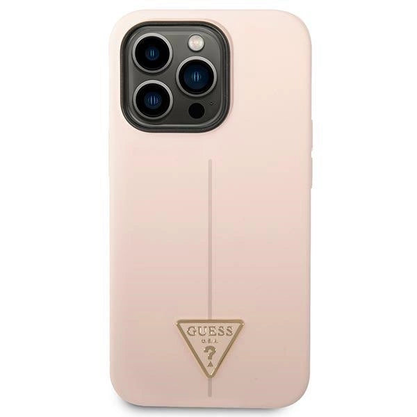 Guess GUHCP14XSLTGP iPhone 14 Pro Max 6.7" pink/pink hardcase Silicone Triangle