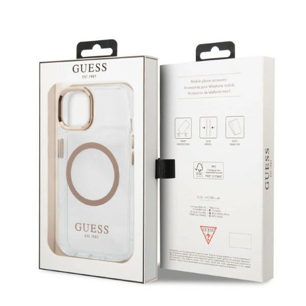 Guess GUHMP13MHTRMD iPhone 13 6.1 " guld / guld hårdkasse Metal Outline Magsafe