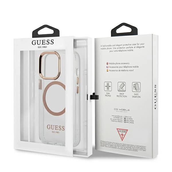 Guess GUHMP13XHTRMD iPhone 13 Pro Max 6.7 "guld / guld hard case Metal Outline Magsafe