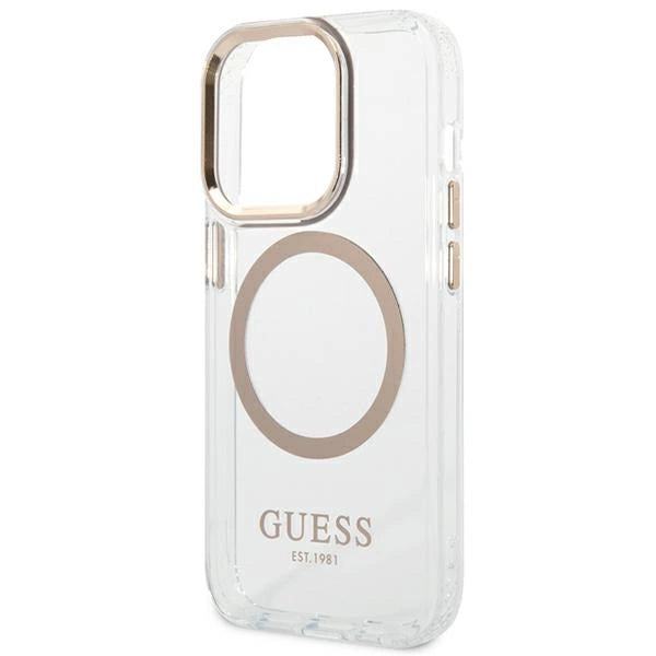 Guess GUHMP14LHTRMD iPhone 14 Pro 6.1 "guld / guld hårdkasse Metal Outline Magsafe
