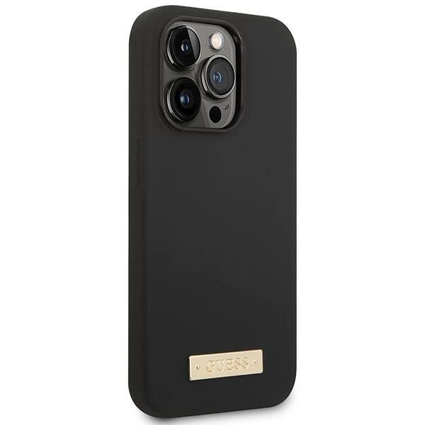 Guess GUHMP14LSBPLK iPhone 14 Pro 6,1" sort/sort hårdkasse Silicone Logo Plate MagSafe