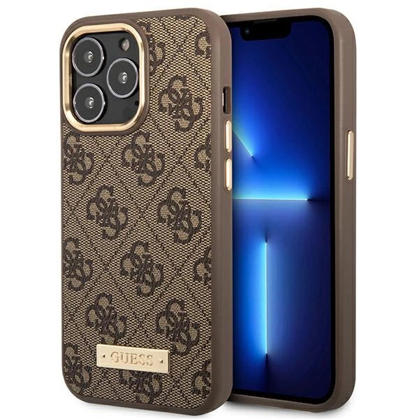 Guess GUHMP14LU4GPRW iPhone 14 Pro 6,1 "brun / brun hardcase 4G Logo Plate MagSafe