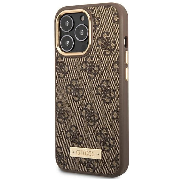 Guess GUHMP14LU4GPRW iPhone 14 Pro 6,1 "brun / brun hardcase 4G Logo Plate MagSafe