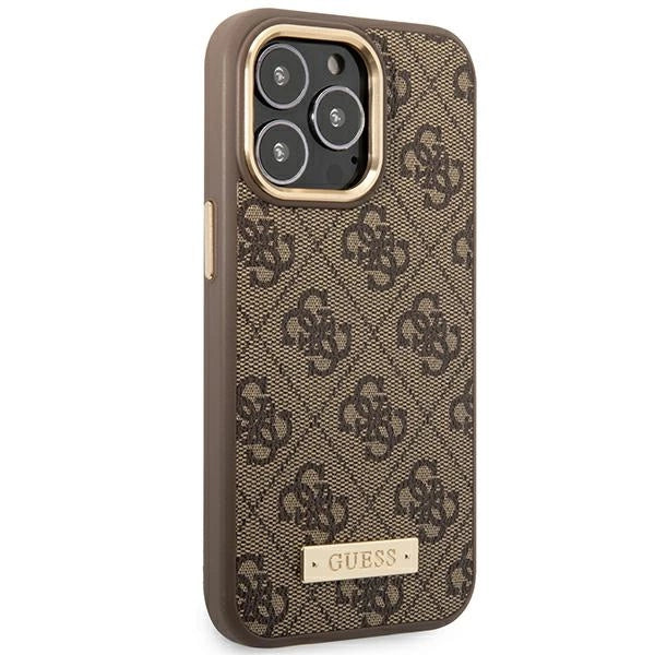 Guess GUHMP14LU4GPRW iPhone 14 Pro 6,1 "brun / brun hardcase 4G Logo Plate MagSafe