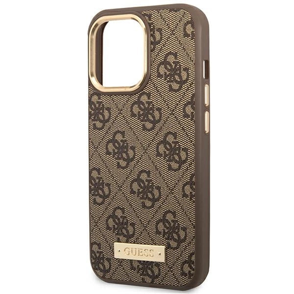 Guess GUHMP14LU4GPRW iPhone 14 Pro 6,1 "brun / brun hardcase 4G Logo Plate MagSafe