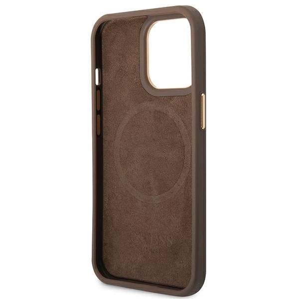 Guess GUHMP14LU4GPRW iPhone 14 Pro 6,1 "brun / brun hardcase 4G Logo Plate MagSafe