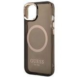 Guess GUHMP14MHTCMK iPhone 14 Plus 6.7" sort/sort hård forside Gold Outline Translucent MagSafe