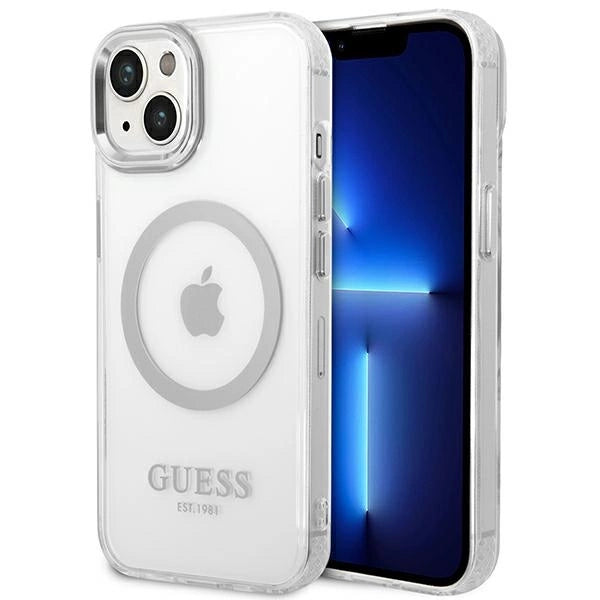 Guess GUHMP14MHTRMS iPhone 14 Plus 6.7" sølv/sølv hard case Metal Outline Magsafe