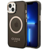 Guess GUHMP14SHTCMK iPhone 14 6.1" sort/sort hårdkasse Gold Outline Translucent MagSafe