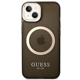 Guess GUHMP14SHTCMK iPhone 14 6.1" sort/sort hårdkasse Gold Outline Translucent MagSafe