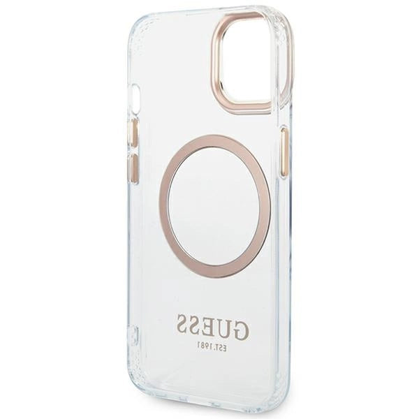 Guess GUHMP14SHTRMD iPhone 14 6.1 " guld / guld hårdkasse Metal Outline Magsafe
