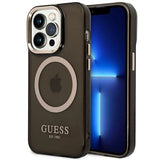 Guess GUHMP14XHTCMK iPhone 14 Pro Max 6.7" sort/sort hård forside Gold Outline Translucent MagSafe