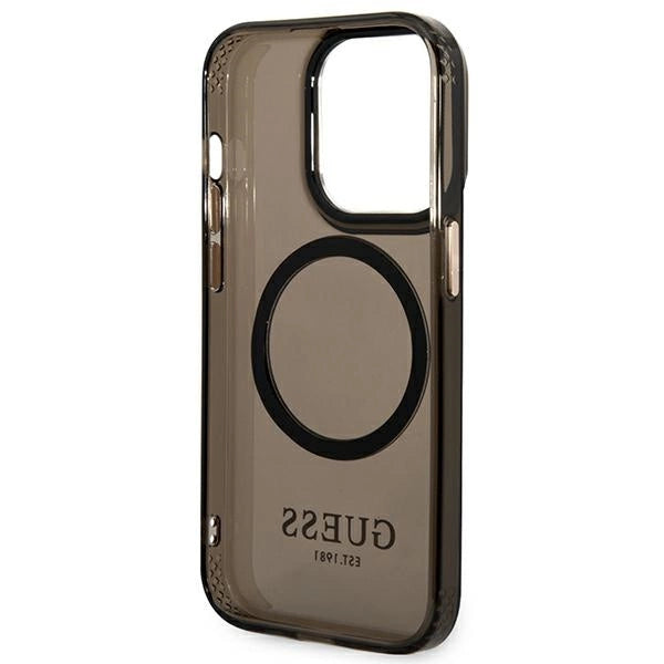 Guess GUHMP14XHTCMK iPhone 14 Pro Max 6.7" sort/sort hård forside Gold Outline Translucent MagSafe