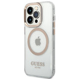 Guess GUHMP14XHTRMD iPhone 14 Pro Max 6,7 "guld / guld hårdkasse Metal Outline Magsafe