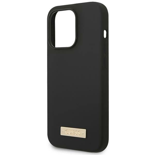 Guess GUHMP14XSBPLK iPhone 14 Pro Max 6,7" sort/sort hårdkasse Silicone Logo Plate MagSafe