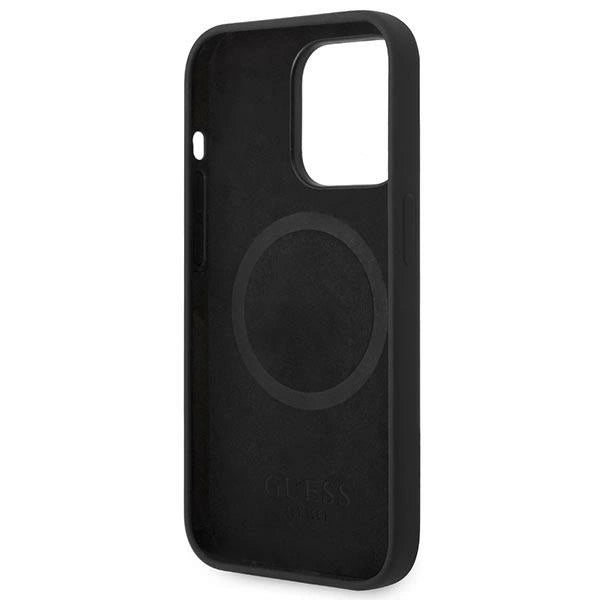 Guess GUHMP14XSBPLK iPhone 14 Pro Max 6,7" sort/sort hårdkasse Silicone Logo Plate MagSafe