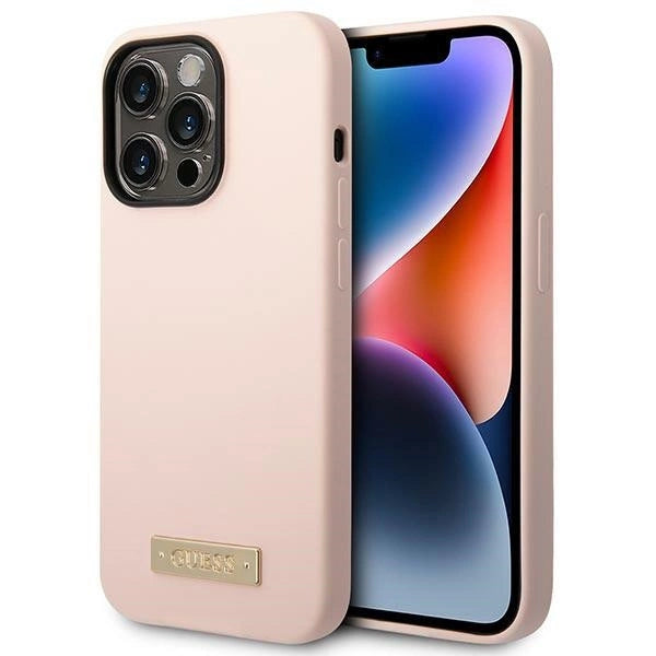 Guess GUHMP14XSBPLP iPhone 14 Pro Max 6,7" pink/pink hårdkasse Silikon Logo Plade MagSafe