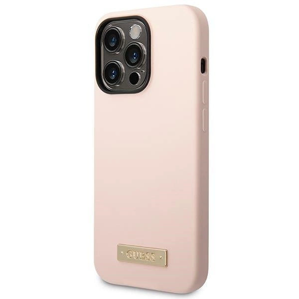 Guess GUHMP14XSBPLP iPhone 14 Pro Max 6,7" pink/pink hårdkasse Silikon Logo Plade MagSafe