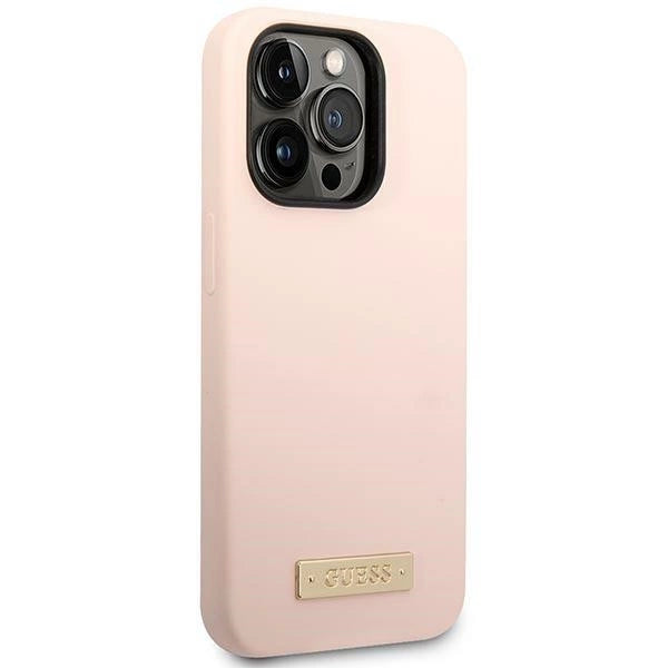 Guess GUHMP14XSBPLP iPhone 14 Pro Max 6,7" pink/pink hårdkasse Silikon Logo Plade MagSafe