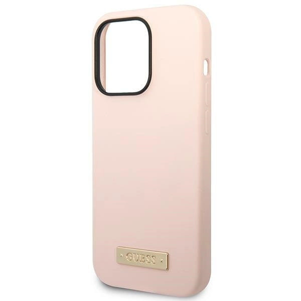 Guess GUHMP14XSBPLP iPhone 14 Pro Max 6,7" pink/pink hårdkasse Silikon Logo Plade MagSafe