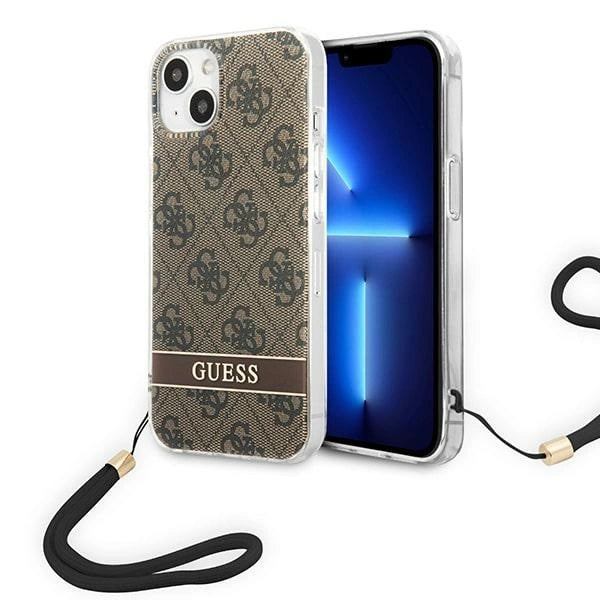 Guess GUOHCP14SH4STW iPhone 14 6.1 " brun / brun hardcase 4G Print Strap