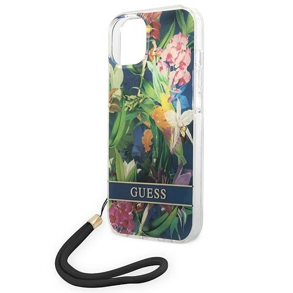Guess GUOHCP14SHFLSB iPhone 14 6.1 "blå / blå hårdkasse blomsterstrop