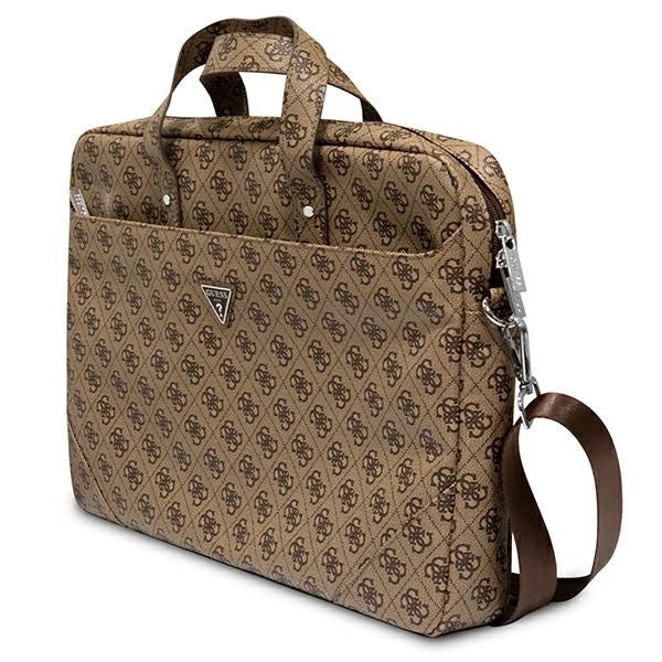 Guess Saffiano 4G Triangle Logo taske til en 16'' laptop - brun