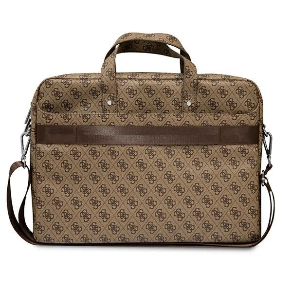Guess Saffiano 4G Triangle Logo taske til en 16'' laptop - brun